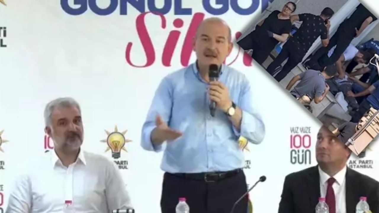Soylu'nun bulunduğu yerin 100 metre ilerisinde polise saldırı