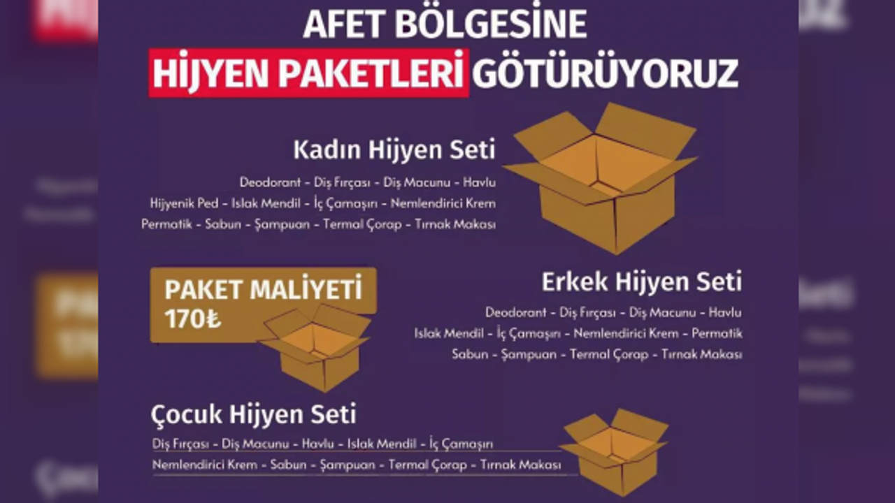 Kadınlara ve erkeklere hijyen paketi götürdüler