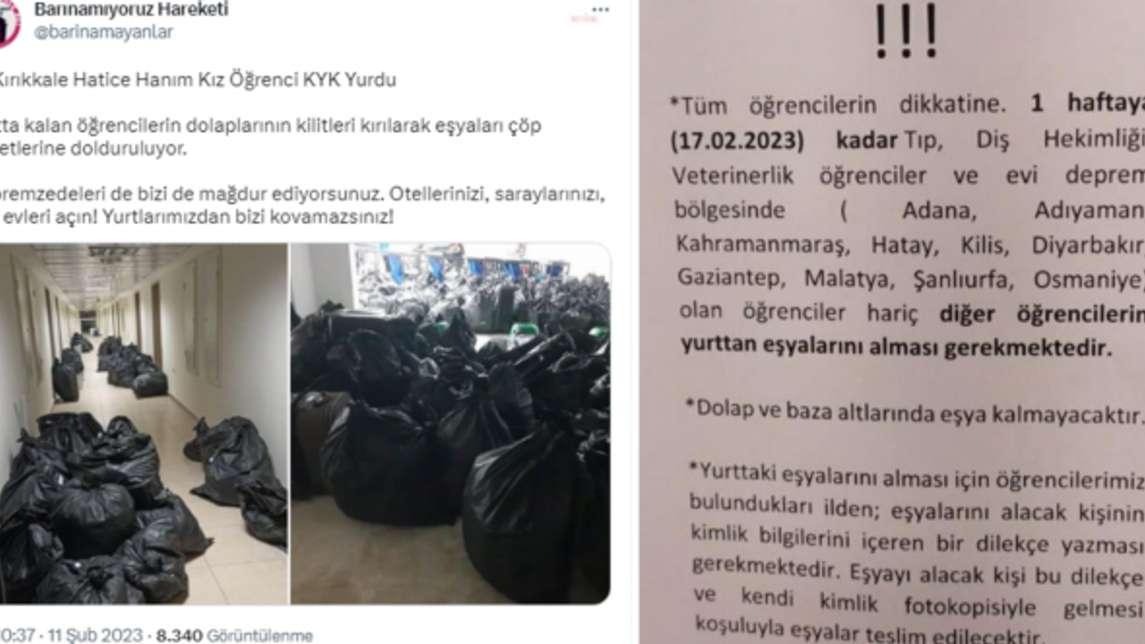 Yurtta kalan öğrencilere 'odaları boşaltın' talimatı