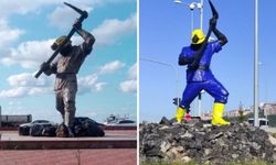 Madenci heykelinin boyanmasına tepki gösteren Metin Yurdanur'a belediyeden yanıt