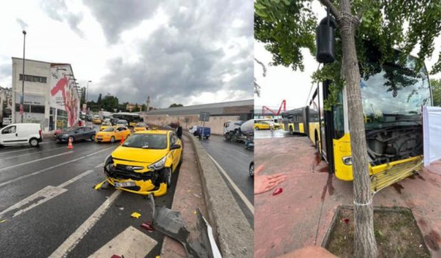 İETT otobüsü 6 araca çarptı