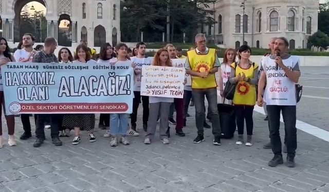 Özel sektör öğretmenlerinden İstanbul Üniversitesi önünde eylem: Öğretmen boyun eğmez