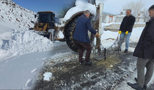 Tuzluca’da kar yolları kapattı ekipler açmaya çalışıyor