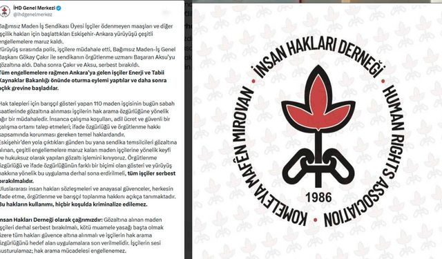 İHD’den madenci resti: İşçinin sesi kelepçeyle kısılmaz!