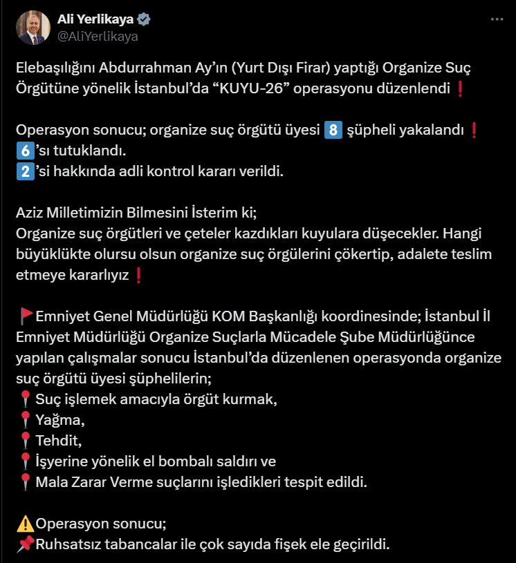 İstanbul'da Kuyu-26 operasyonu düzenlendi