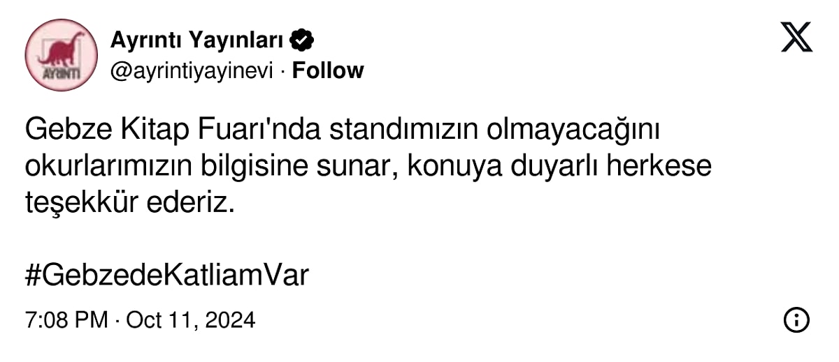 Katliamın ardından yayınevleri, Gebze Kitap Fuarı’ndan çekiliyor