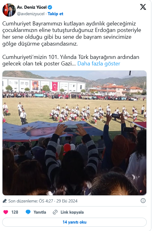 Muğla'da Atatürk'ün posteri yerine öğrencilere Erdoğan'ın fotoğrafı taşıtıldı