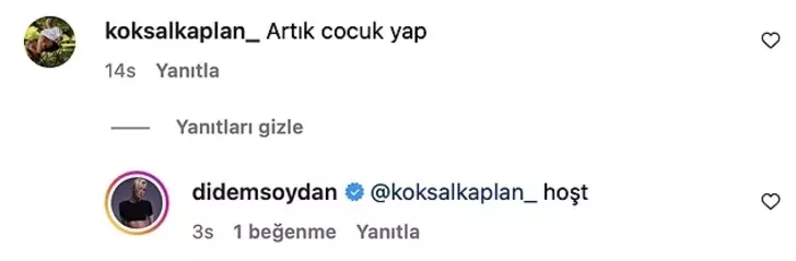 Didem Soydan Çocuk Yap Yorumuna Cevap