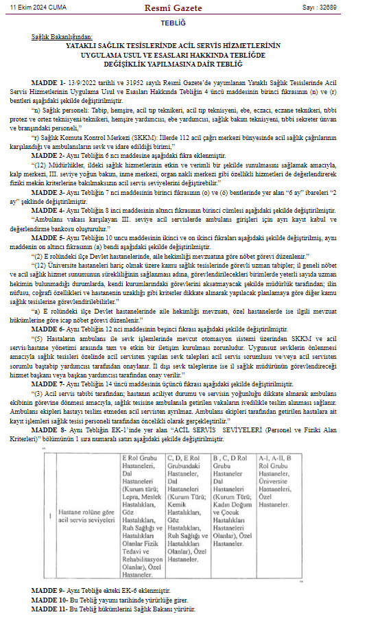 Resmi Gazete'de yayımlandı! Uzman tabipler gerekli görülmesi halinde nerede görev yapacak?