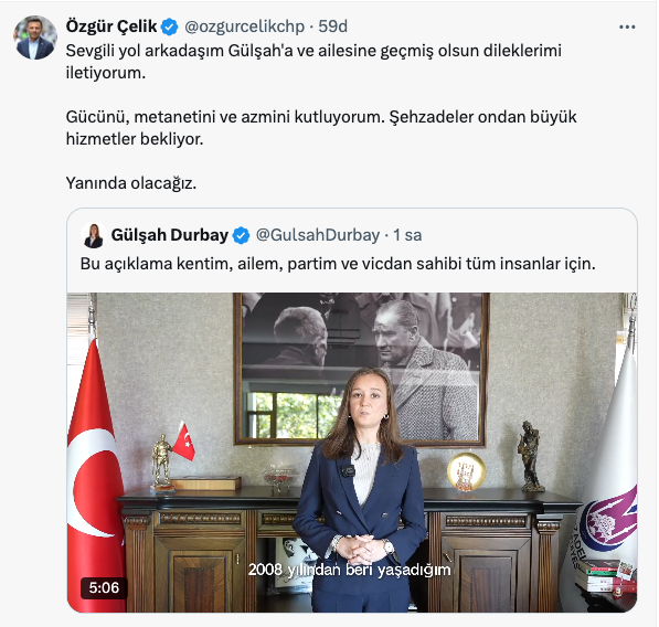 Gülşah Durbay Özgür Özel Destek Mesajı