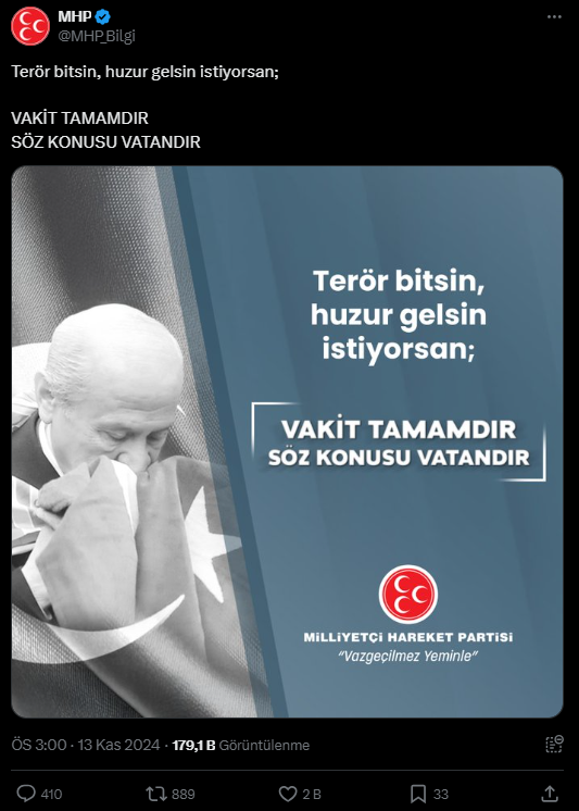 MHP'den ikinci "Vakit tamamdır" paylaşımı