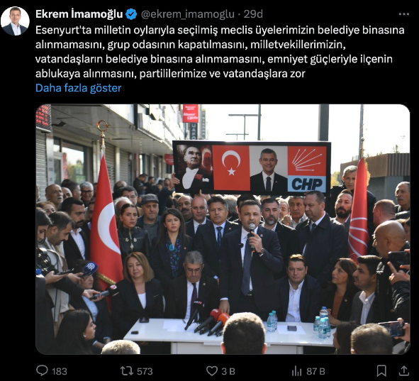 Ekrem İmamoğlu: Bu hukuksuzluk, bu ceberut uygulamalar kimsenin yanına kâr kalmaz