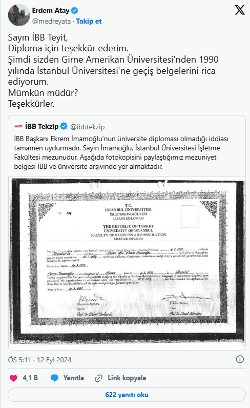 İmamoğlu'nun üniversite diploması tartışması büyüyor