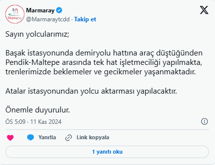 Marmaray seferlerinde aksama: Başak İstasyonunda demiryolu hattına araç düştü!