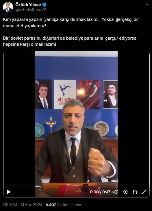 Öztürk Yılmaz: "Siyasetteki iki yüzlülüğü ancak siz bitirebilirsiniz"