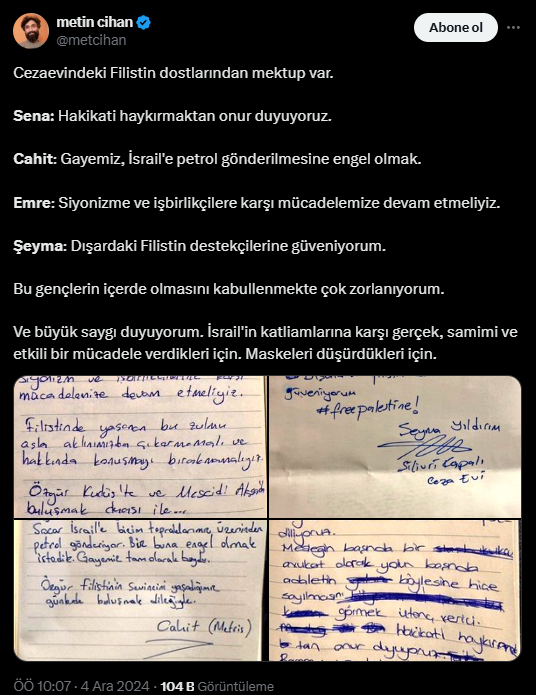 Erdoğan’ı protesto ettikleri için tutuklanan gençlerden mesaj var!