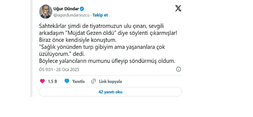 uğur dündardan müjdat gezen açıklaması